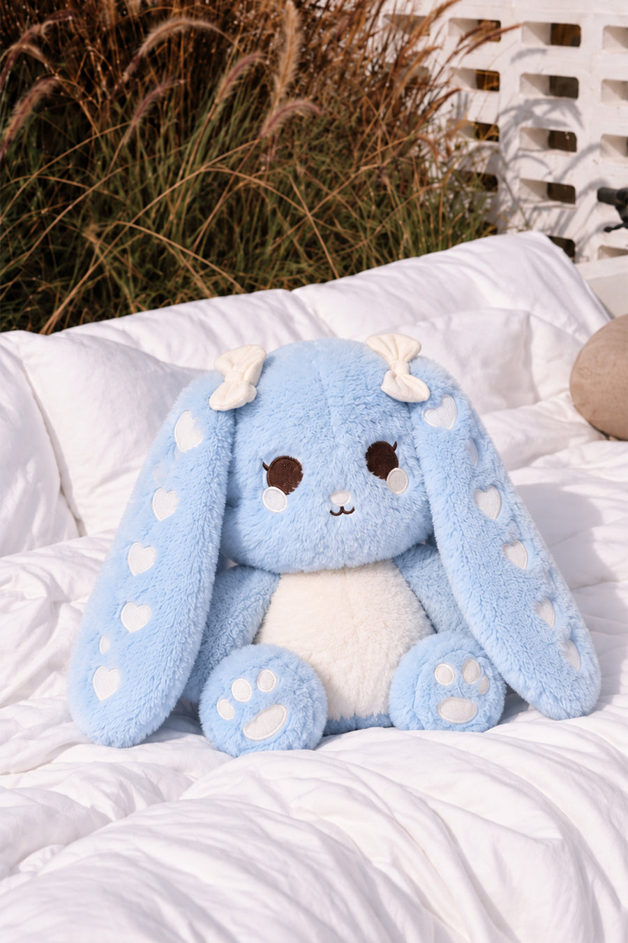 LF Kalp Nakışlı Uzun Kulaklı Tavşan 30 cm Mavi — Mavi