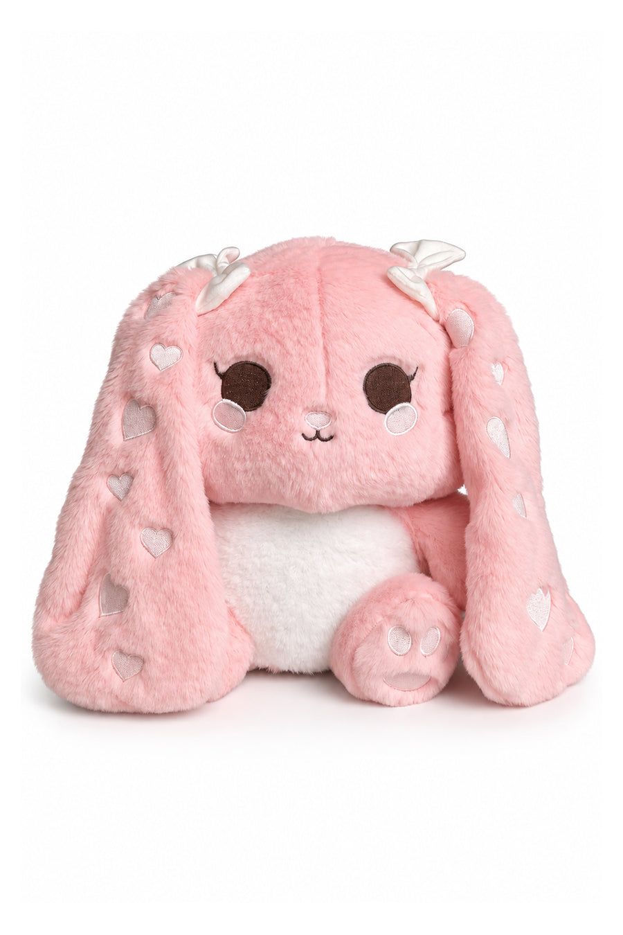 LF Kalp Nakışlı Uzun Kulaklı Tavşan 30 cm Pembe — Pembe