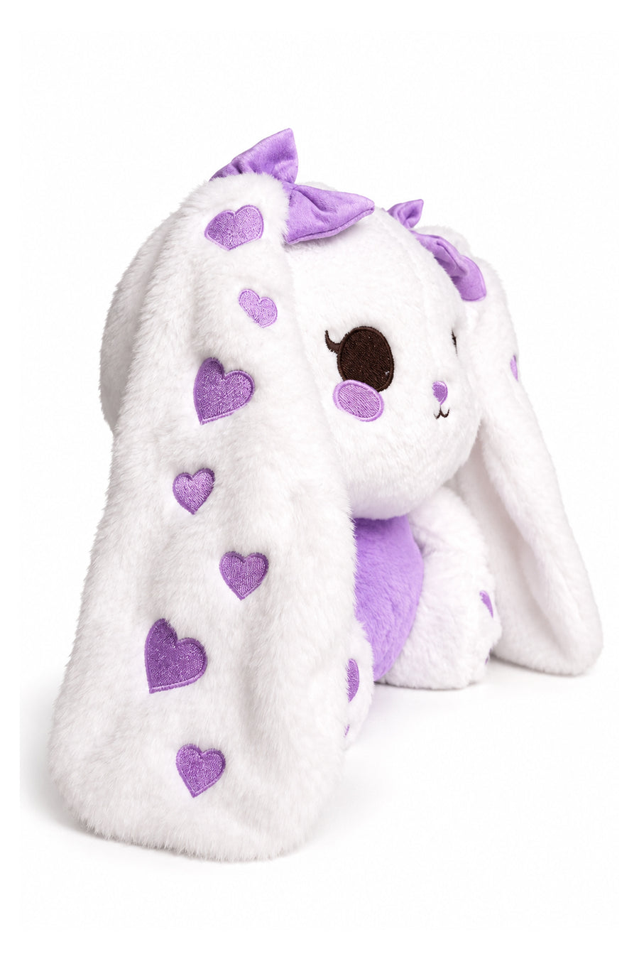 LF Kalp Nakışlı Uzun Kulaklı Tavşan 30 cm Lila — Lila