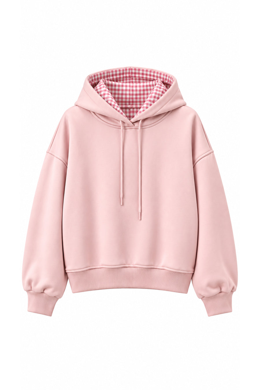 Lulus Friends Kadın Pembe Ekose Kapüşonlu3 İplik Sweatshirt — Pembe