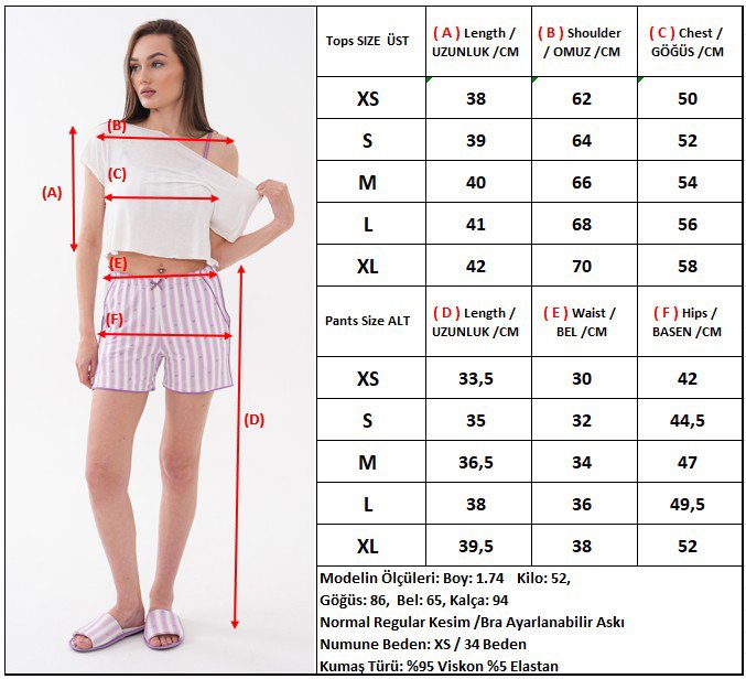 3'lü Kayık Yaka Crop Top Bralet Çizgili Şortlu Yazlık Kadın Pijama Takımı Viskon — Lila