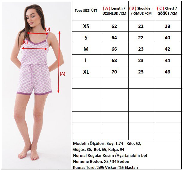 Askılı V Yaka Dantel Detaylı Tulum Ayarlanabilir Bel Bağlamalı Kadın Pijama — Lila