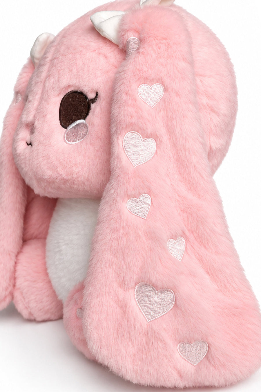 LF Kalp Nakışlı Uzun Kulaklı Tavşan 30 cm Pembe — Pembe